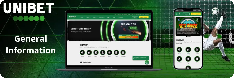 The Unibet casino lobby with slots and live tables