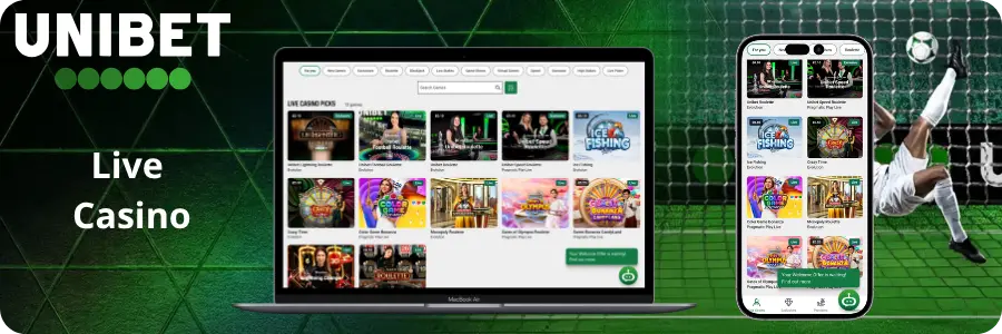 The Unibet live casino with a real dealer